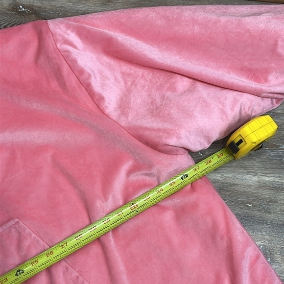 Oversized Blanket Sweatshirt Hoodie Pink Velvet and White Faux Sherpa OSFM - Picture 11 of 16